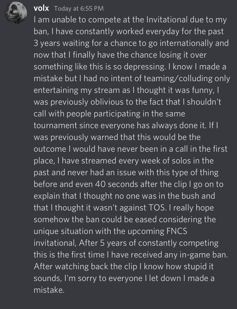 Statement regarding my ban #3volx