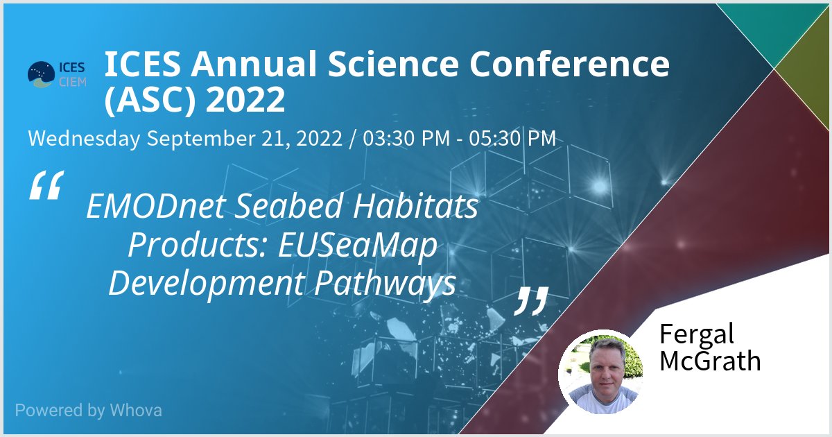 I am speaking at ICES Annual Science Conference (ASC) 2022. EUSeaMap is evolving and new composite products are being developed. We seek your input for their design. Please check out my talk if you're attending the event! #ICESASC22 - via #Whova event app <a href="/MarineInst/">Marine Institute</a> <a href="/EMODnet/">EMODnet</a>