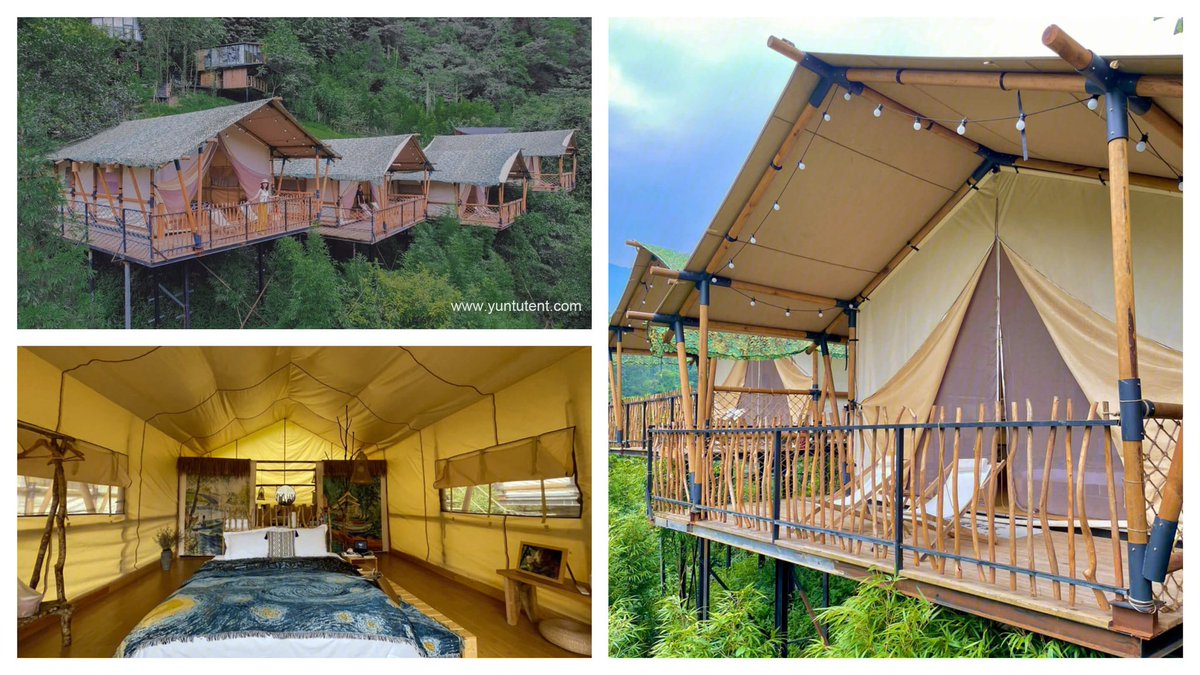 yuntutent.com/glampingtent.h… Outdoor Eco Hotel Glamping Luxury Safari Tent Lodestar For Sale. It is with wooden pole frame structure and 100% waterproof canvas cover for four seasons. #safaritent #safaritentforsale #luxurytents #luxurytentsforsale #glampingtent #glampingtentsforsale