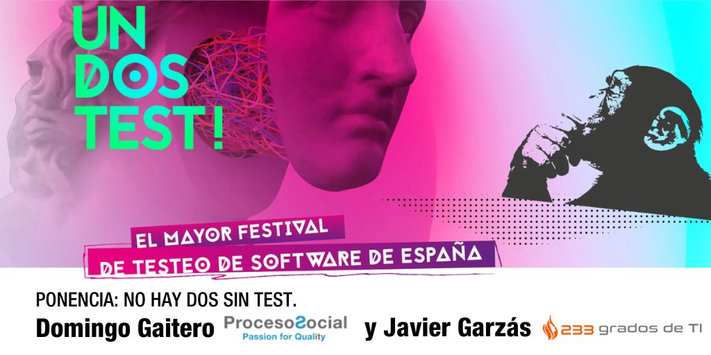 ProcesoSocial's tweet photo. Esta tarde a las 17:15 estamos en #vlctesting22, el mayor festival de testeo de software.
@jgarzas y @DgaiteroG participan por tercera vez con la ponencia 𝘁𝗼𝗽 𝘀𝗲𝗰𝗿𝗲𝘁 🔝🔥 NO HAY DOS SIN TEST.
@ITI_TIC
#test #testing #calidad #software https://t.co/ZMNVzqXOj3