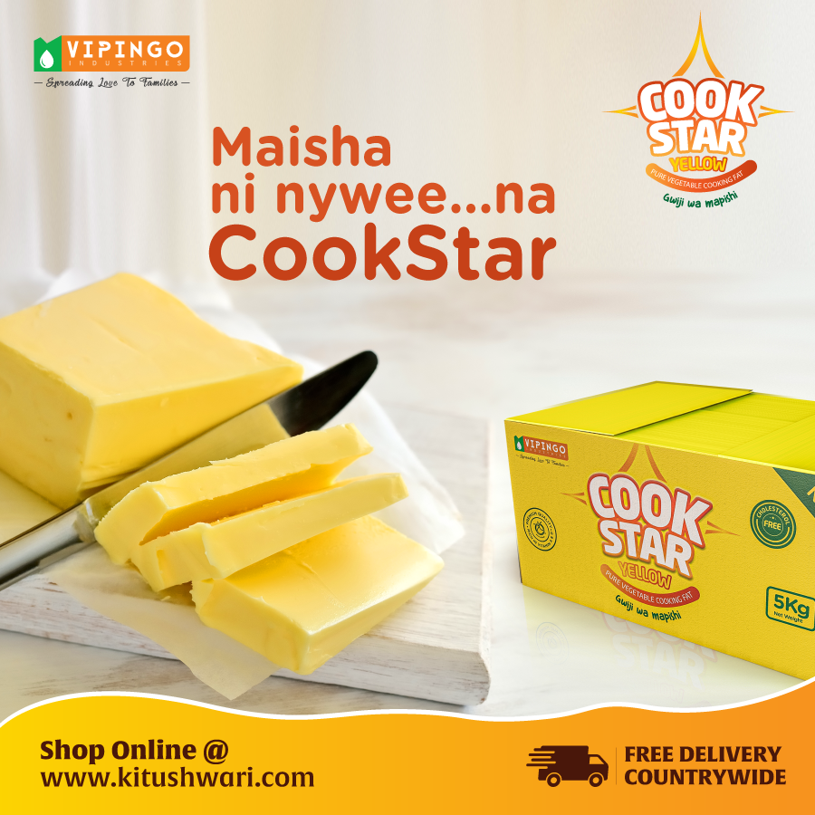 VipingoIndustry's tweet photo. CookStar ni rahisi kukata. Furahia Upishi na mafuta ya CookStar. 
Available at your local outlets, itisha yako leo.

#CookStar #GwijiWaMapishi #MaishaNiNywee https://t.co/u9sdJ5oINJ