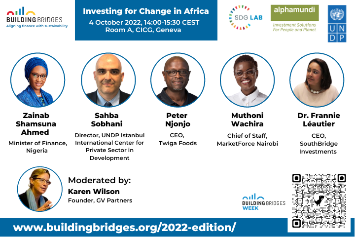 UNDPGeneva's tweet photo. Glean insights from leading experts on doing business in Africa &amp; driving change for #sustainabledevelopment.

Join the panel with UNDP, @alphamundi, @SDGlab at @BBridgesCH on 
📅Oct 4 
🕘14-15:30 CEST. 
▶️https://t.co/JyOuZJTZQG https://t.co/hUJApxkYqs