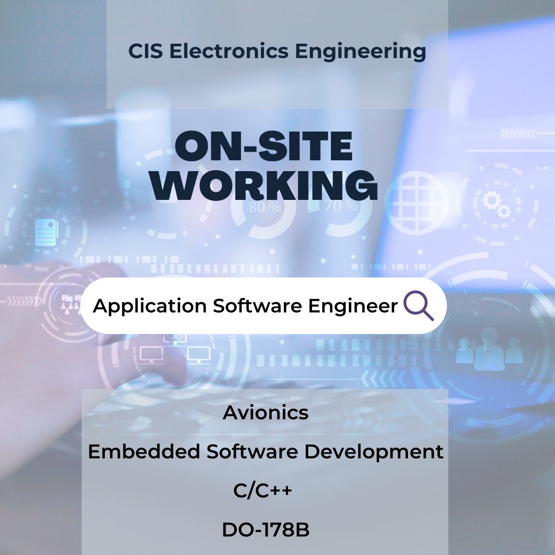 CIS2003's tweet image. We&apos;re looking for an #ApplicationSoftware Engineer to join a 6+ months project with a Belgian company. #OnSiteWork. Contact Holly Probyn on hollyp@cis-ee.com for more details.