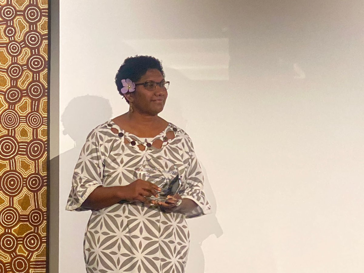 spc_live's tweet photo. #HappeningNow
Esline Garaebiti of Vanuatu is awarded the WIN DRR Leadership Excellence Awards at #APMCDRR in Australia. Recognition for her work in building up geohazards capability in Vanuatu and across the region.
#pacificdrr https://t.co/IfOKYztrDI