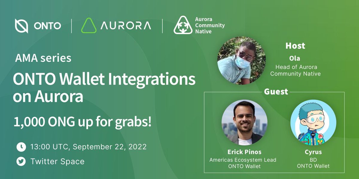 TheblockchainOS's tweet photo. 🥳  #Aurora X #ONTO AMA 

Topic: ONTO Wallet Integrations on Aurora

#Giveaway 👇👇

🎁 1,000 $ONG for 20 winners

☑️ Follow: @auroracommunit3 × @ONTOWallet
☑️ Join Event:👇
https://t.co/fJjQvoGtiN

☑️ Like + RT + Tag 3 friends

Winners picked during Twitter Space AMA session https://t.co/u8uCzvNW9f