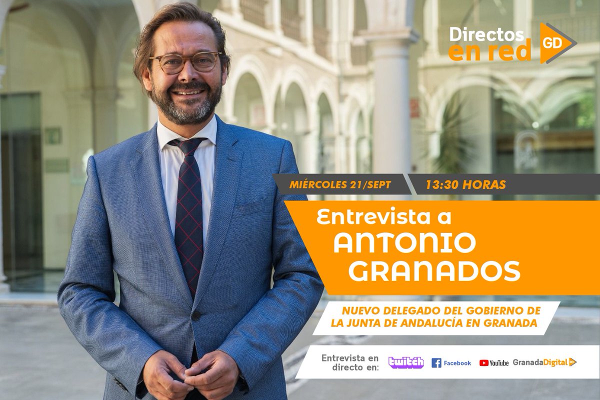 JuntaGranada's tweet photo. Hoy en los #DirectosEnRedGD, entrevista con el delegado del Gobierno, @agranados6957
🗓️ Miércoles 21 de septiembre
⌚️ 13:30
📱 En https://t.co/IAPwh5qVDg, Facebook Live, YouTube y https://t.co/nGL9xdWokB https://t.co/yifN2KsCVd