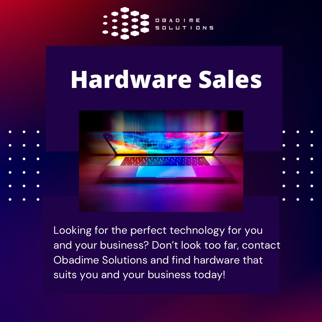 ObadimeSolution's tweet photo. Make you're working as efficiently as possible with high quality hardware that is best suited for you and your business! Contact Obadime Solutions to get started.
#hp #hardware #acer #lenovo #technology #techsolutions
#businesssolutions #smallbusiness #efficiency
#laptop #printer https://t.co/U28tkgJkhn