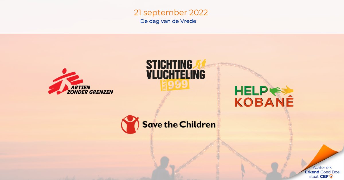 CBF_NL's tweet photo. Vandaag is het de dag van de Vrede. O.a. @StVluchteling, @AzG_nl, @HelpKobane2015 en @SaveChildrenNL zetten zich in voor mensen die zijn getroffen door oorlog. Lees meer over deze Erkende Goede doelen via het register op https://t.co/gi26PBA7gJ https://t.co/zaMCLX6kUT