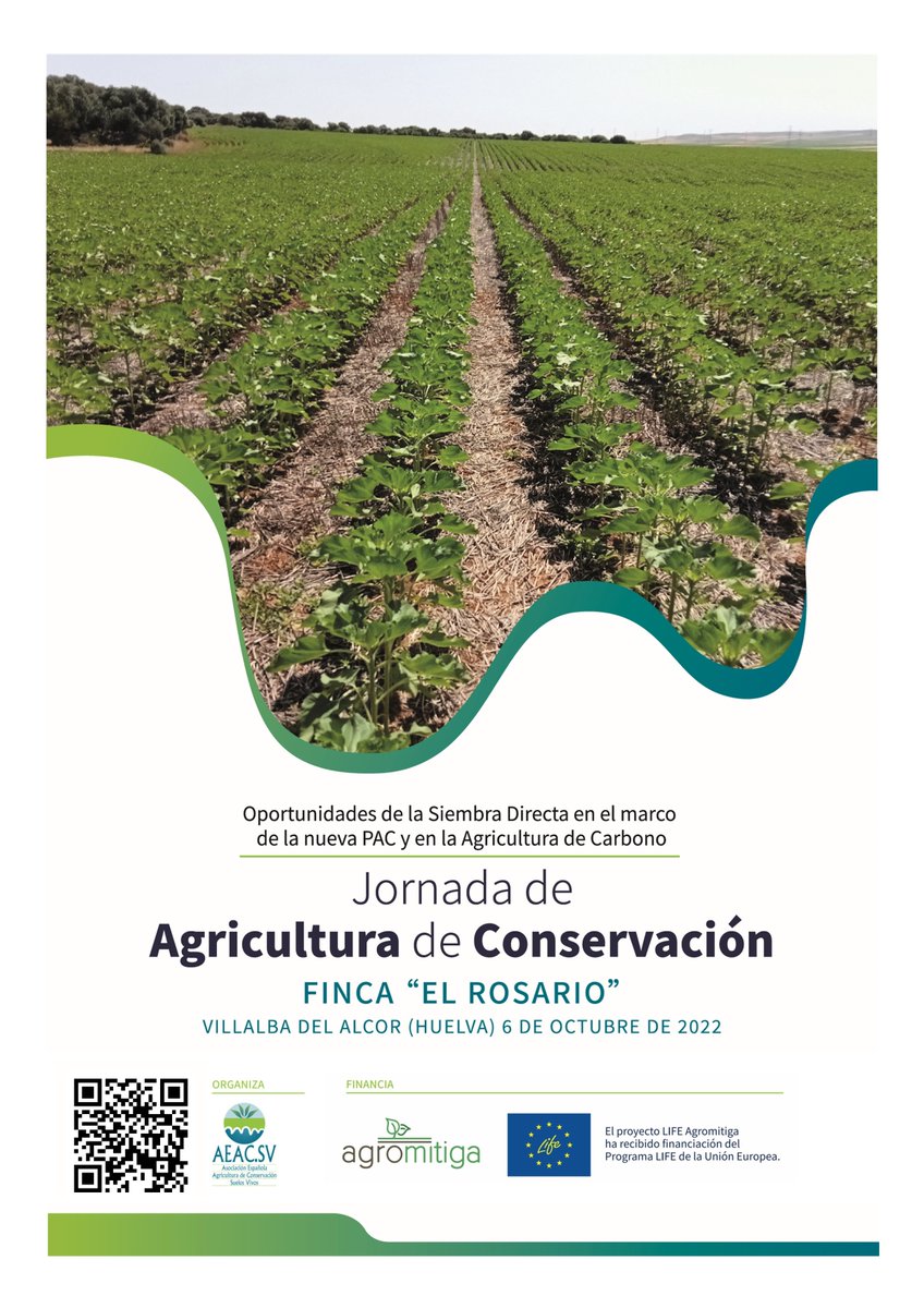 AEACSV's tweet photo. 📣Recuerda
🗓️El 6 de octubre se celebra en 📌Villalba del Alcor (Huelva) una jornada de #AgriculturadeConservación en el marco del Proyecto #lifeagromitiga con charlas interesantes y demostración de equipos e insumos.
Más información en: 
https://t.co/RbHHTcE5IH https://t.co/XZ9nlFYl7Q