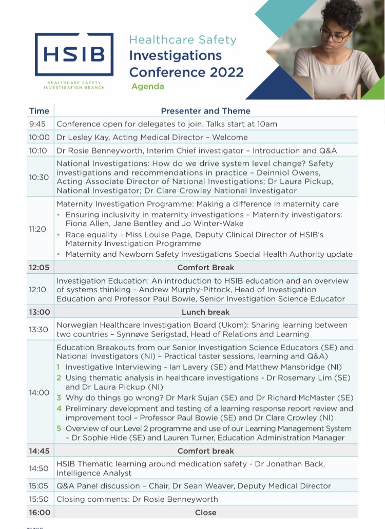 SarahDavid__'s tweet photo. Supporting improvement in healthcare safety @hsib_org
#HSIBCon22 #PatientSafety https://t.co/iwJFerXY01