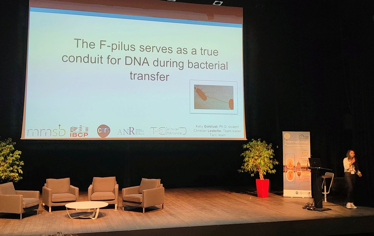 Wonderful talk from <a href="/GoldlustKelly/">Goldlust Kelly</a>  at #PlasmidBiology2022 ! Beautiful images for a great work. Contrats ! 👏🦠🔬

<a href="/ISPB2022/">PlasmidBiology2022</a>