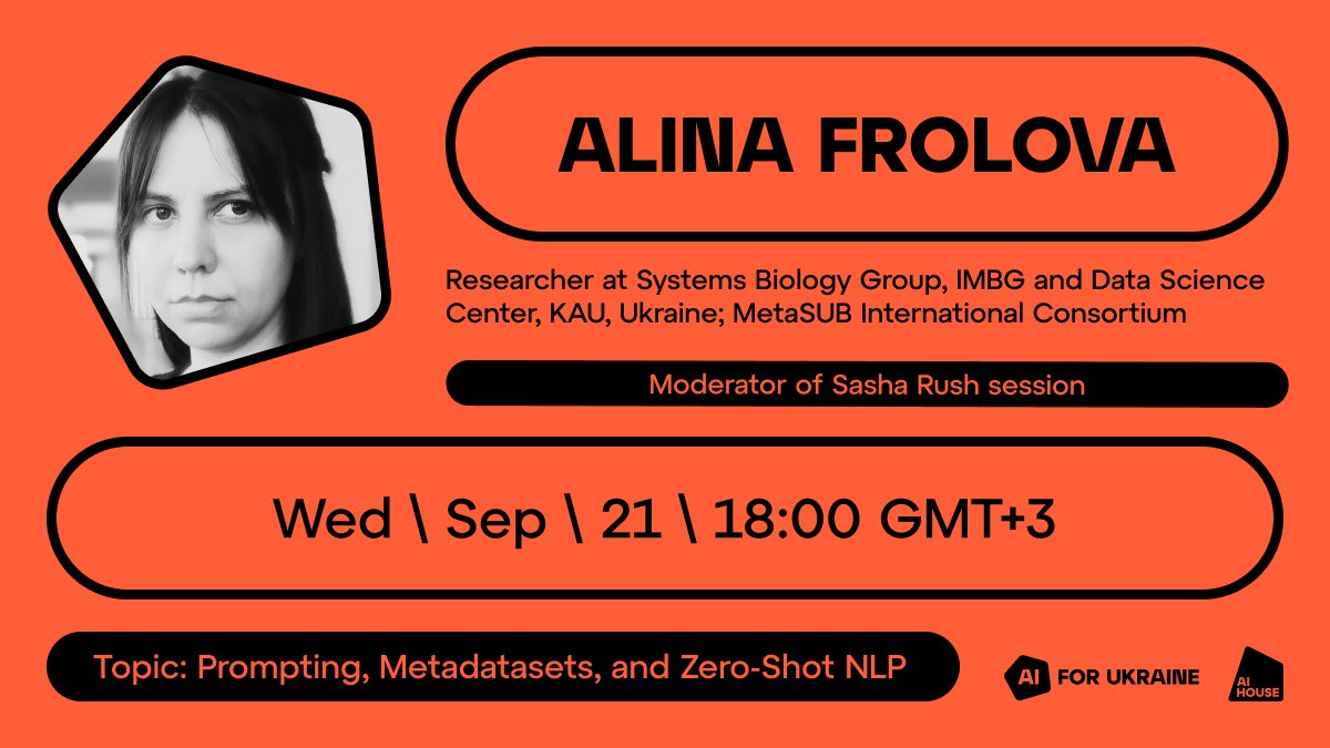 Thank you <a href="/AIHouse_Ukraine/">AI HOUSE</a> for letting me host such an amazing event! Can't wait to talk with <a href="/srush_nlp/">Sasha Rush</a> about his #AI #NLP research at <a href="/cornell_tech/">Cornell Tech</a> and <a href="/huggingface/">Hugging Face</a>. All donations go to <a href="/BackAndAlive/">Повернись живим</a>!! #Ukraine️