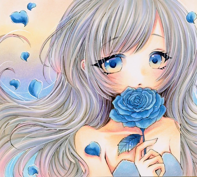 青薔薇#コピック #illustration  #オリジナル 
