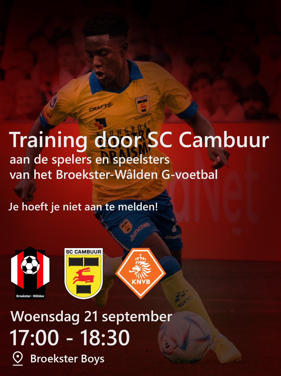 Vanmiddag om 17:00 uur speciale training onder leiding van <a href="/SCCambuurLwd/">SC Cambuur</a> tot vanmiddag