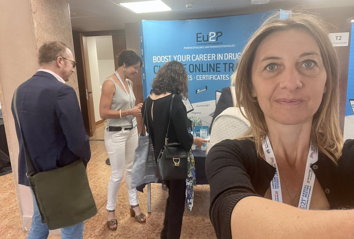karine_palin's tweet photo. We are happy 😊 to welcome you to #ISoP2022Verona at the #Eu2P booth to discover our #online courses in #pharmacovigilance 💊 https://t.co/uavWqlU7Yi
