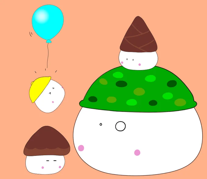 こんばんは明日が終われば3連休です小さいもちねこ大集合 修正絵「おっと!」#イラスト #猫 #絵描きさんフォロバ100 