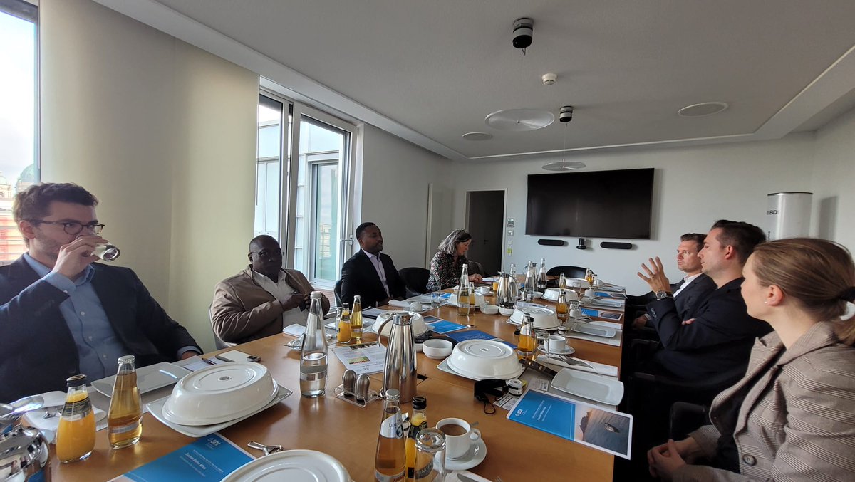 eacgiz's tweet photo. Last week, a team of @jumuiya &amp; @eacgiz, led by #EAC Director @JeanJonbi held meetings with @Der_BDI, @DIHK_News &amp; @afrikaverein in Berlin🇩🇪 focusing on strengthening relations between EAC &amp; German Private Sector🤝. We discussed #AfCFTA, agroprocessing &amp; investment opportunities. https://t.co/JOhHqf5hfE