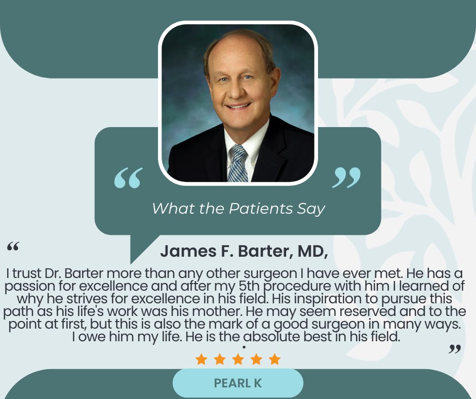 Dr. Barter is recognized as one of the country’s leading gynecologists by Good Housekeeping, perennially as one of the Top Doctors in the Washington, D.C. area.

What the patients say: google.com/search?q=James…