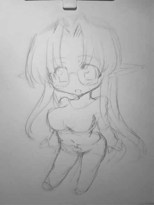 ではうちのこ描いてお夜勤へ。(服思い付かなかった) 