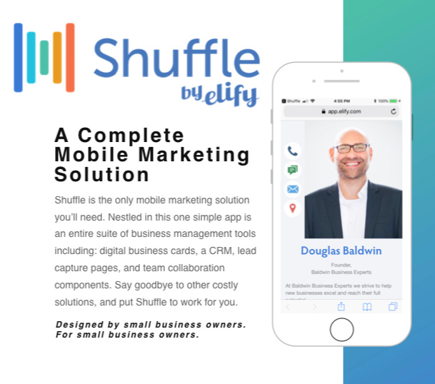 ErnestCDavis's tweet photo. A Complete Mobile Marketing Solution designed by small business owners for small business owners. Create a digital business card today. https://t.co/EmsP7fSgK3 #shuffle #elify #shufflebyelify https://t.co/7RRw5hbvfA