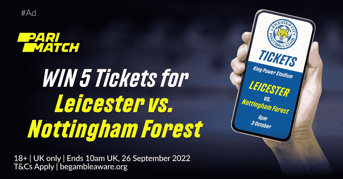 ParimatchUK's tweet photo. 🚨 2 x 5 Leicester City tickets up for grabs! 🚨

We're teaming up with @LCFC to give YOU the chance to WIN 5 tickets to Leicester vs. Nottingham Forest, 3rd October!

To enter:
📲 Follow @ParimatchUK
🔁 Retweet this post
💬 Reply with #ParimatchLCFC

T&amp;Cs Apply
