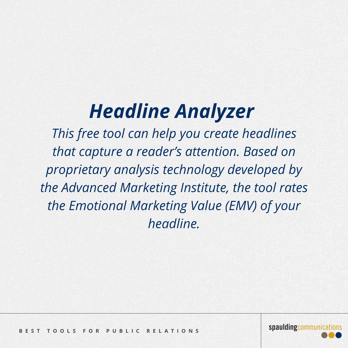 Words_Matter's tweet image. Tiffany, our Senior Communications Consultant, shares her top 3 tools for editing copy, analyzing headlines, and connecting with journalists. #prtips #publicrelationstips #publicrelations #communications

Swipe right to learn more!