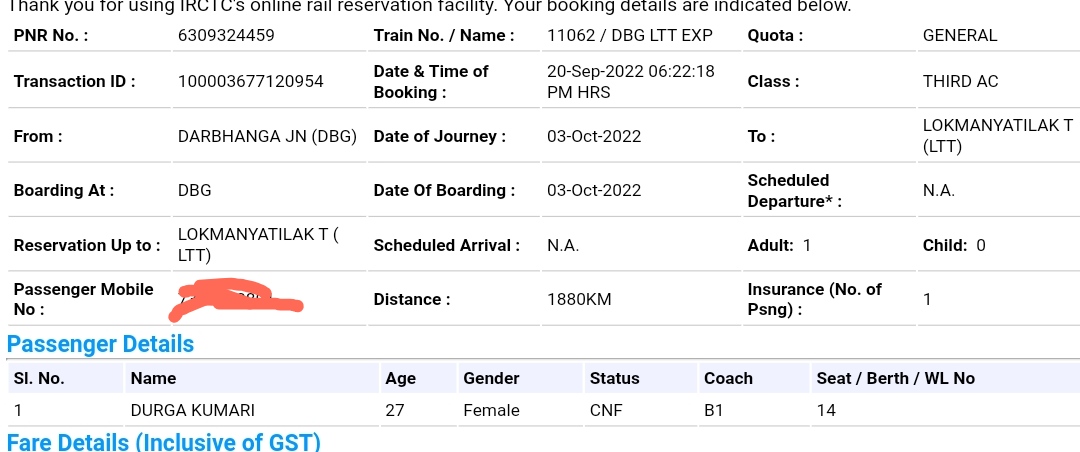 ManishJ36800750's tweet photo. @IRCTCofficial 
 I was booking my tickets but not displayed, time in ticket, what is time ? https://t.co/XvSp9WJOP0