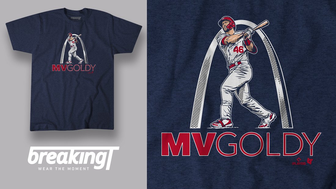 🚨 Giveaway!!! 🚨 
With our friends at <a href="/BreakingT/">BreakingT</a> we are giving away the new MVGOLDY t-shirt.

Follow us, retweet this tweet and comment what Goldy will do in his first plate appearance tonight.

Winner announced after 1st at bat tonight! Good luck! #STLCards