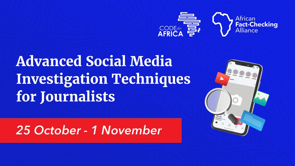 Code4Africa's tweet photo. Are you a journalist in 🇪🇹, 🇰🇪, 🇸🇴, 🇸🇩 or 🇸🇸? These webinars are for you 🫵

Join these @Code4Africa online sessions to learn how to identify influence operations and ✅ fact-check false information. 

⏰ 25 Oct - 1 Nov, 2 pm EAT daily

✍️ Apply here: https://t.co/YRhz0YSKGb https://t.co/3rqog9xNCq