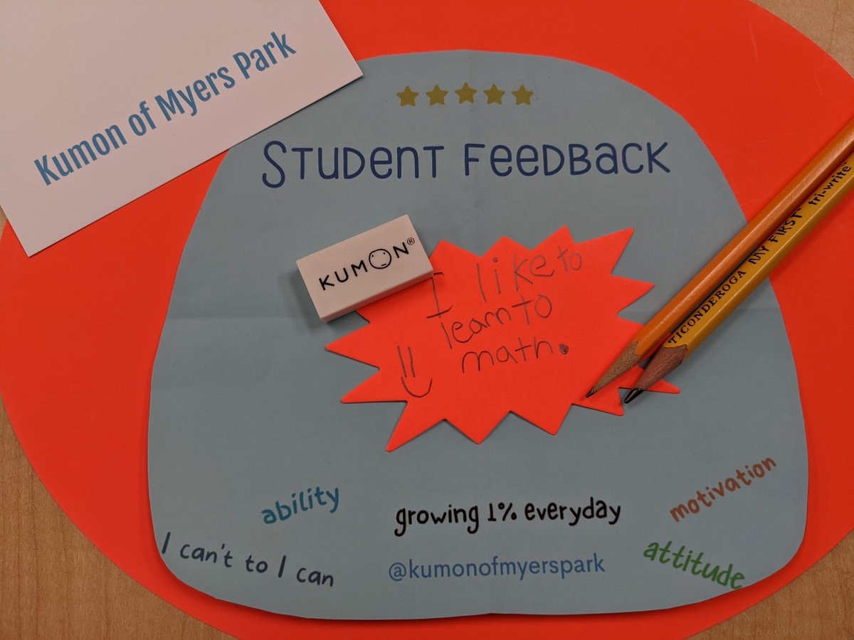 KumonMyersPark's tweet image. We value what our students have to say about their experience. We love what they take away from each visit with us at Kumon of Myers Park. #YET #IWillTry #Effort #ICan