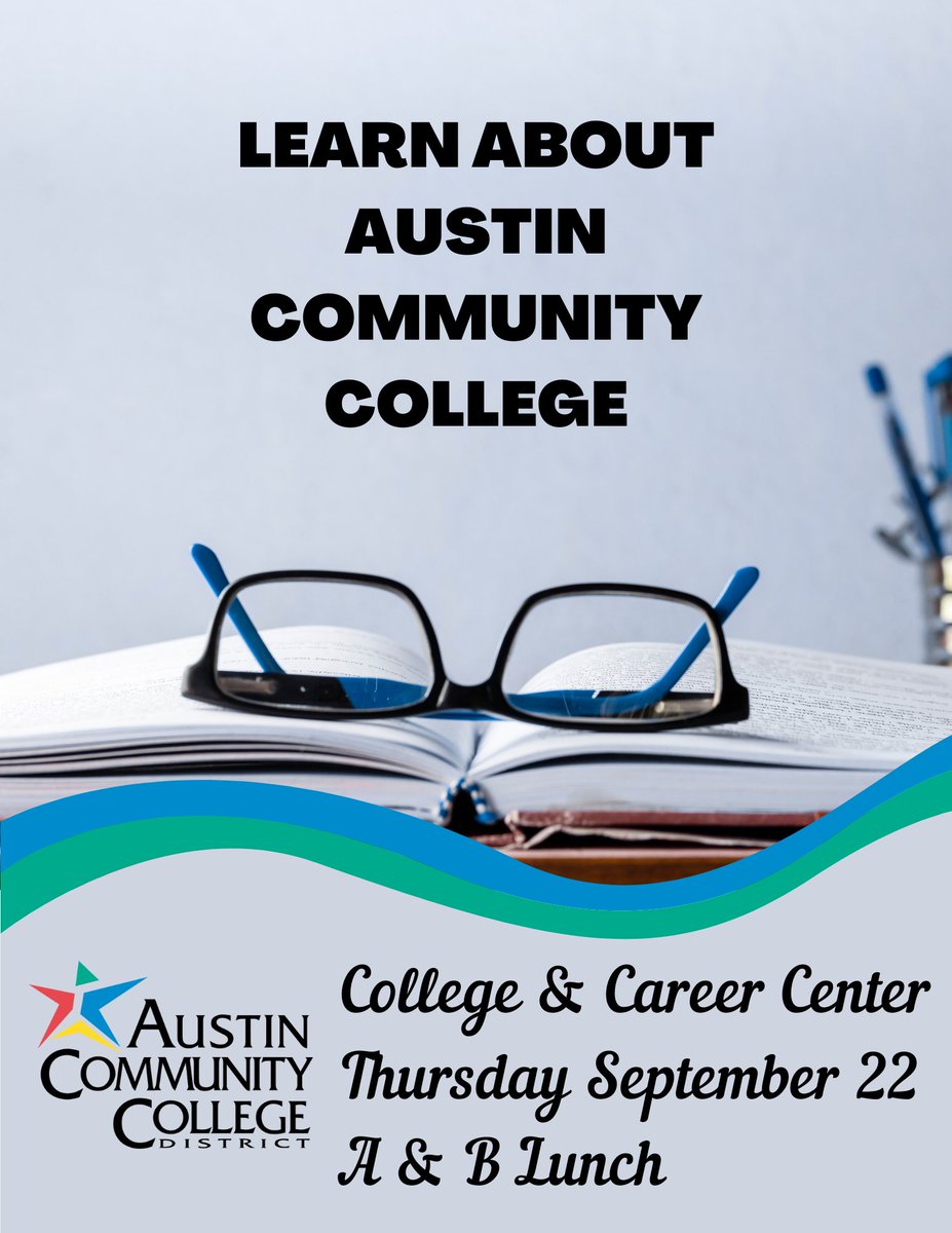 SMHS College & Career Center (@smhs_ccc) on Twitter photo Howdy y'all!
As you're building your list of colleges, we recommend that ACC is one college you apply to. They will be here at the College & Career Center tomorrow. So come by during A & B lunch to learn about what degrees and programs they can offer you!
See y'all there! 🙌 Howdy y'all!
As you're building your list of colleges, we recommend that ACC is one college you apply to. They will be here at the College & Career Center tomorrow. So come by during A & B lunch to learn about what degrees and programs they can offer you!
See y'all there! 🙌