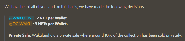 Jaanikkkk's tweet photo. Wakuland OG/Whitelist breakdown:

14k Spots in total (let's say 10% of those 14k are OG) for 6666 supply

10% was presale = 666 NFTs

OG 1400*3= 2600 NFTs

WL 12600*2= 25200 NFTs

If this isn't the most oversubbed whiteliste Mint we've ever had, I don't know what is. https://t.co/TnhJyJxutX