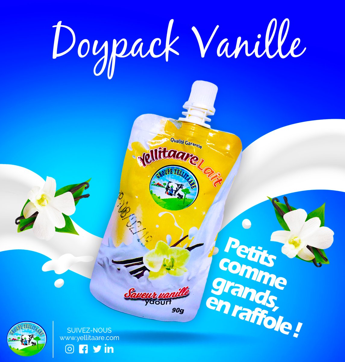 yellitaare_sn's tweet photo. Doypack Vanille,
Petits comme grands, en raffole !
Yellitaare, le choix des consommateurs!
#ConsommonsLocale
#GroupeYellitaare
#YellitaareLait
#YaourtSenegal
#Lait
#Laitsenegal
En savoir plus
https://t.co/2S9ytRA1tz https://t.co/waZ36m92ck