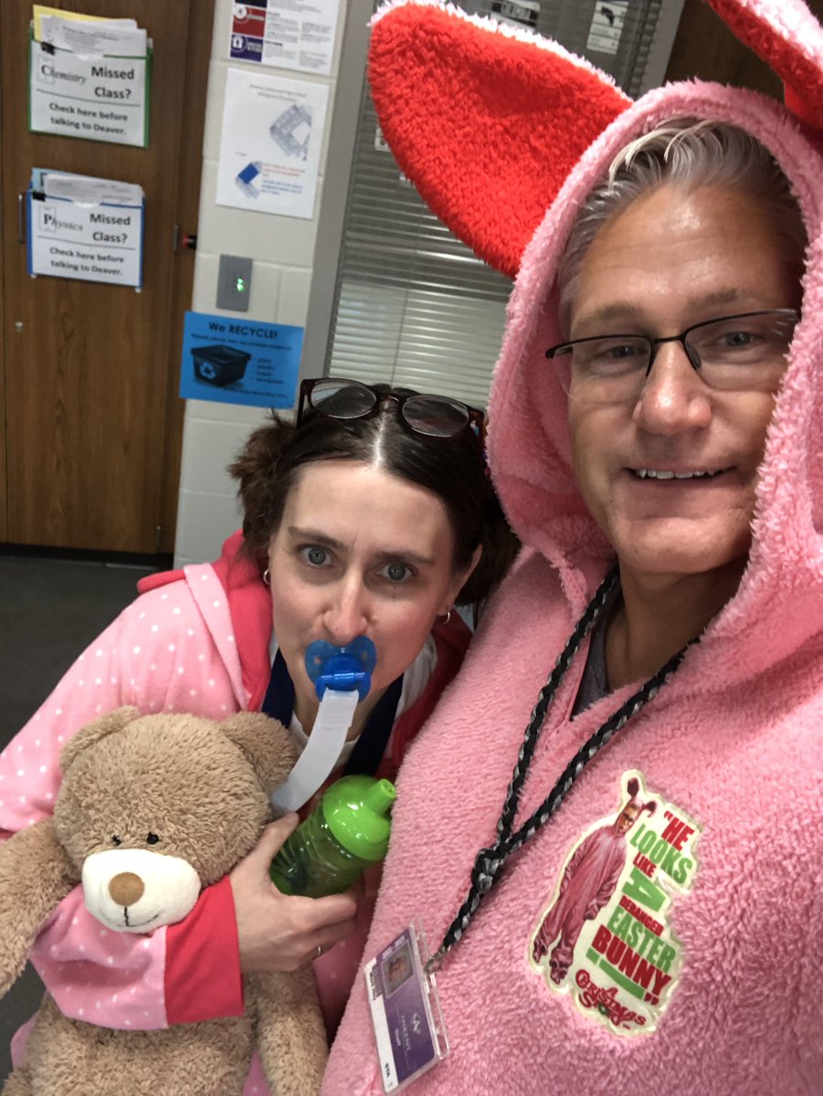heyclassroom's tweet photo. Homecoming Week. Battle of the Ages. Teachers dress like babies. Chemistry teachers represent! https://t.co/jOIBL9JLC4