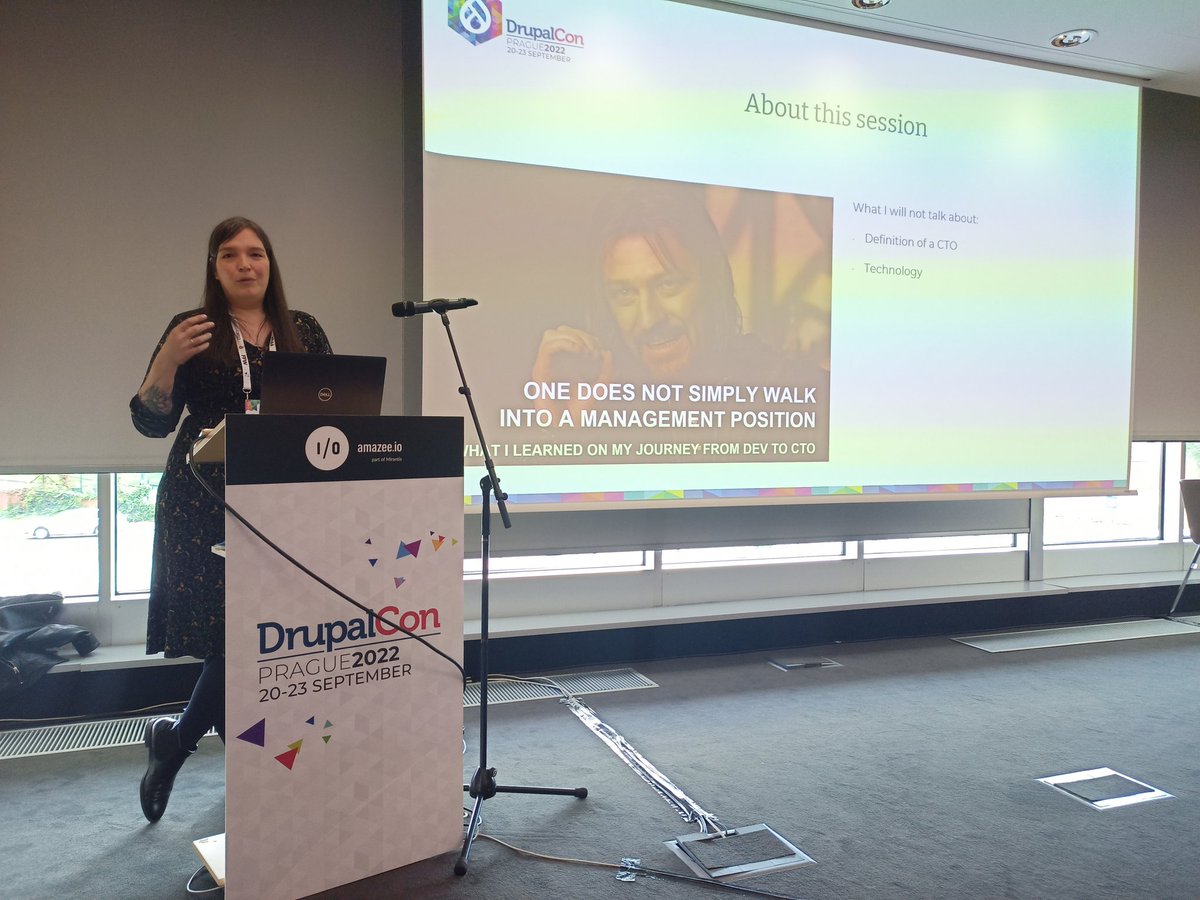 jose_lakatos's tweet image. Now @k4mikazeherz is talking about her experience becoming a CTO at #DrupalConPrague . A lot of stuff to learn from her.