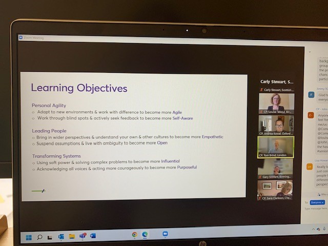 Today was the International Kick-Off event for our latest #seniorleaders programme - the first local session is 6 October, so not too late to join ... here's the focus of our work, with a diverse, cross-sector group - looking forward to getting started again