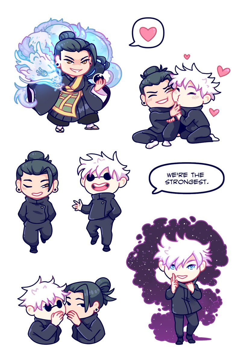 Oni_Sugar's tweet photo. Putting some cute #Geto and #Gojo art out there for anyone who just watched the movie and needs emotional support. ❤️ https://t.co/ApODfHvmt2