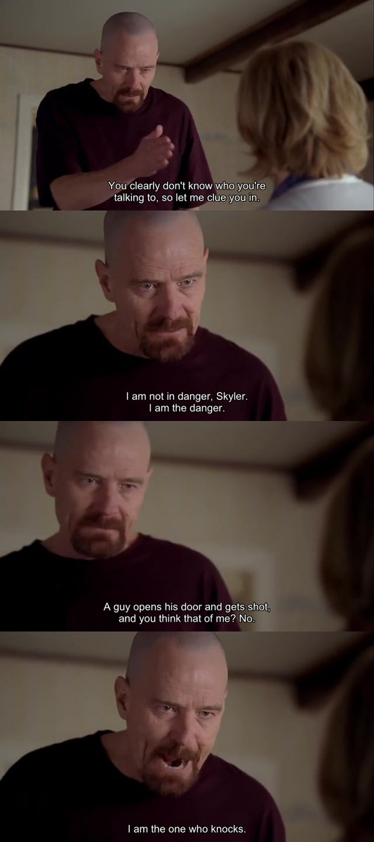 Dogger02184383's tweet photo. if you missed last night's "i am the one who knocks" scene on @breaking_frames, here you go, i put the frames together
#BreakingBad #bettercallsaul #walterwhite #DANGER #DangerWatch #iamthedanger #iamtheonewhoknocks #skyler #Heisenberg https://t.co/7Cdu2LUoBF