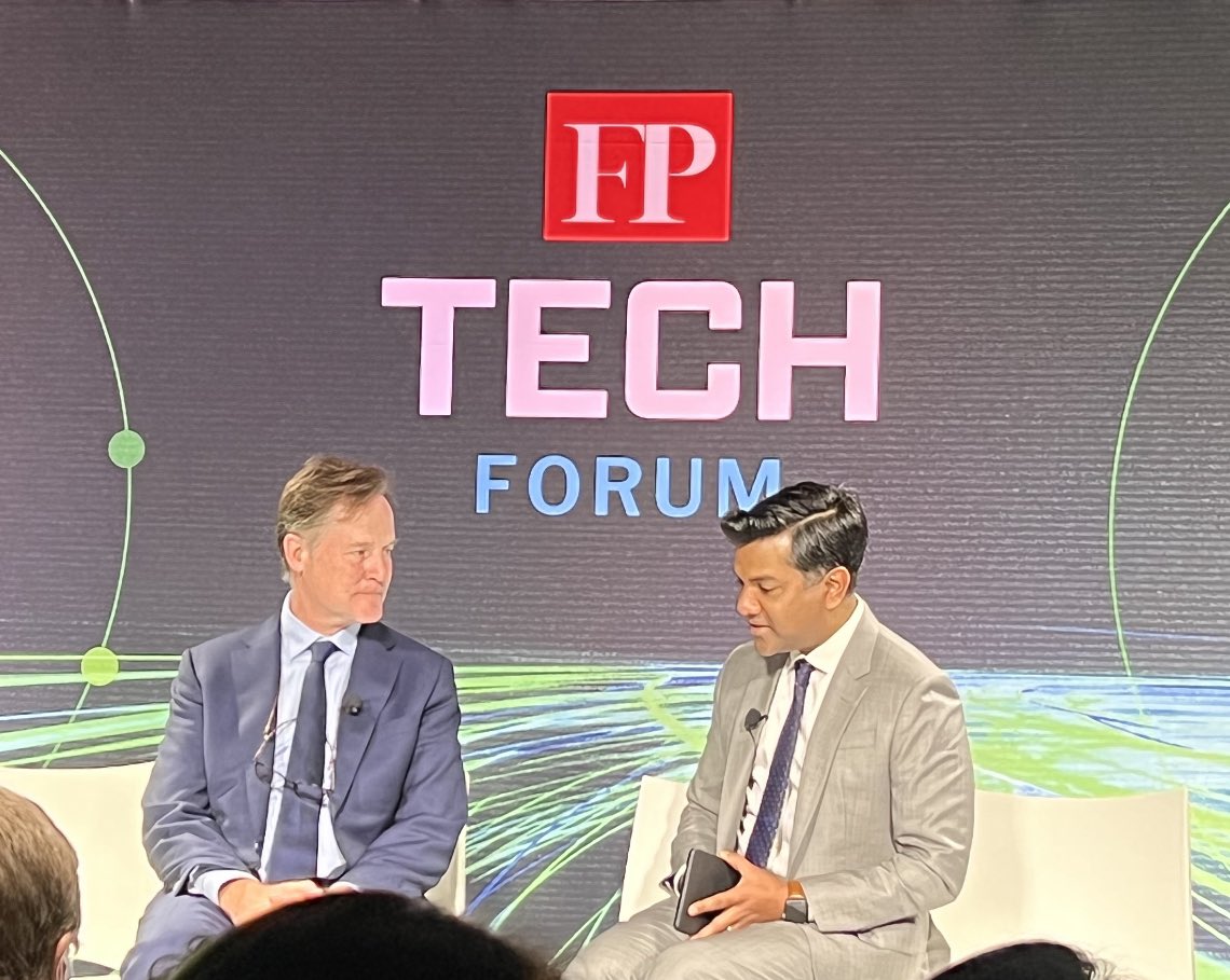 DanielMMesser's tweet photo. Great to hear @nickclegg President of Global Affairs #meta talking at #FPTECHFORUM about the importance of data protection regulations (and lack of it in the US!). Data protection is essential for Digital Health @PSIimpact and also a key topic at the Science Summit at #UNGA77 https://t.co/ZjnhMBJimB