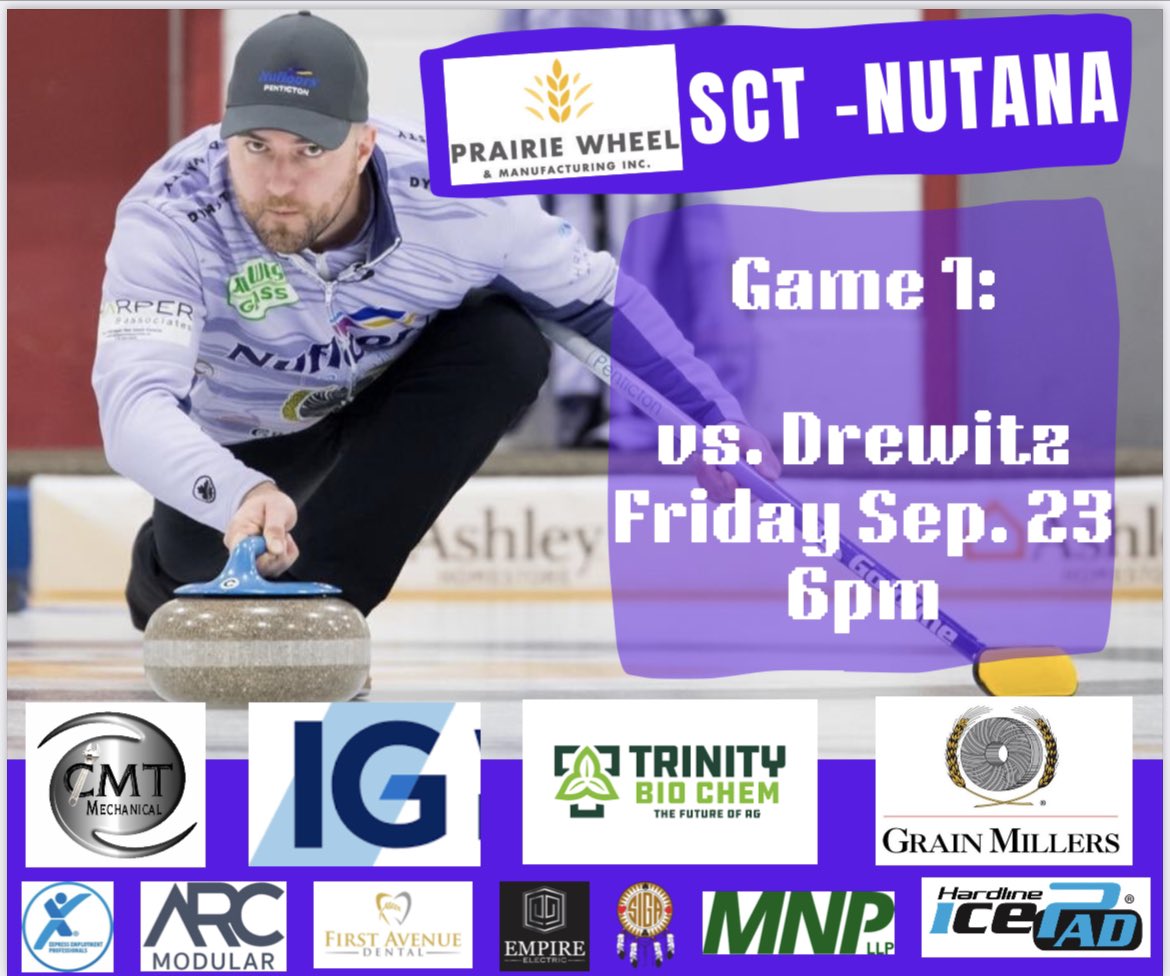 We are back in action this weekend at the Nutana Curling Club in Saskatoon!

We kick things off Friday night with a matchup against Drewitz!

Thanks to all our amazing sponsors who make the season possible!