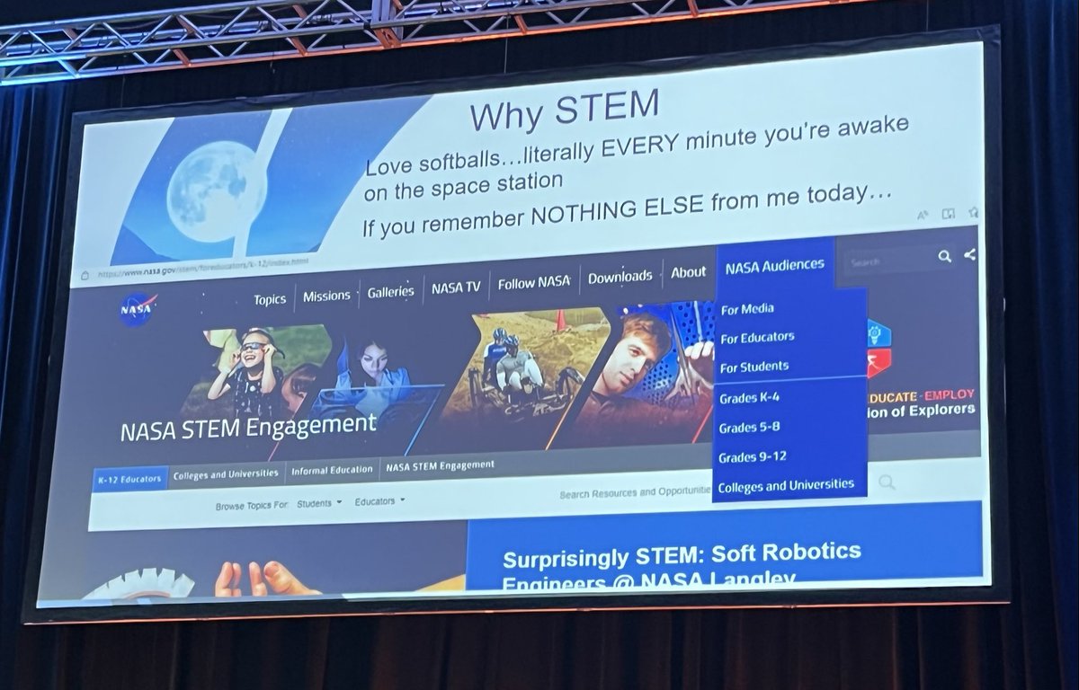 JenSigrist's tweet photo. At the #futurereadyia summit today. Keynote, USAF Col Raja Chari, shares @NASA website for STEM resources @CentralRivers @iowa_aea https://t.co/ktjIwy1EqG