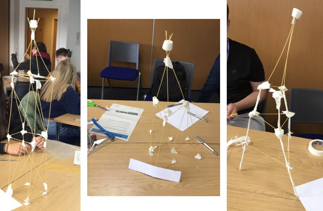 UoCSciEng's tweet photo. It was great to meet our new students yesterday, including our Chemical Engineering students, who undertook the Spaghetti Challenge, led by @MarkMcAuley76. #teamwork #design #building #construction #marshmallowchallenge #spaghettichallenge https://t.co/G8McFaniAS