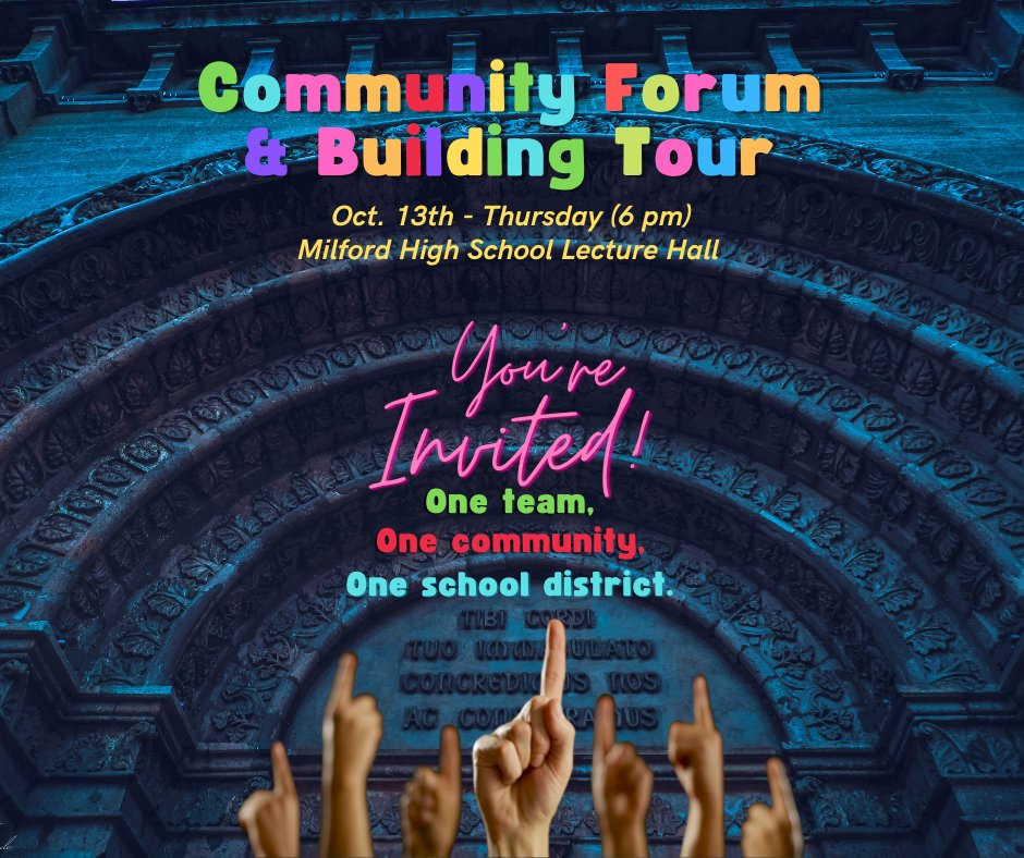 Sau40Schools's tweet photo. Calling on all community members to help us make important decisions on how we can improve our education environments for the good of our students!
Please don't miss this chance to listen and participate in this special event. #schoolneedsandissues #publicforum #milfordnh https://t.co/4uqW1bYtKV
