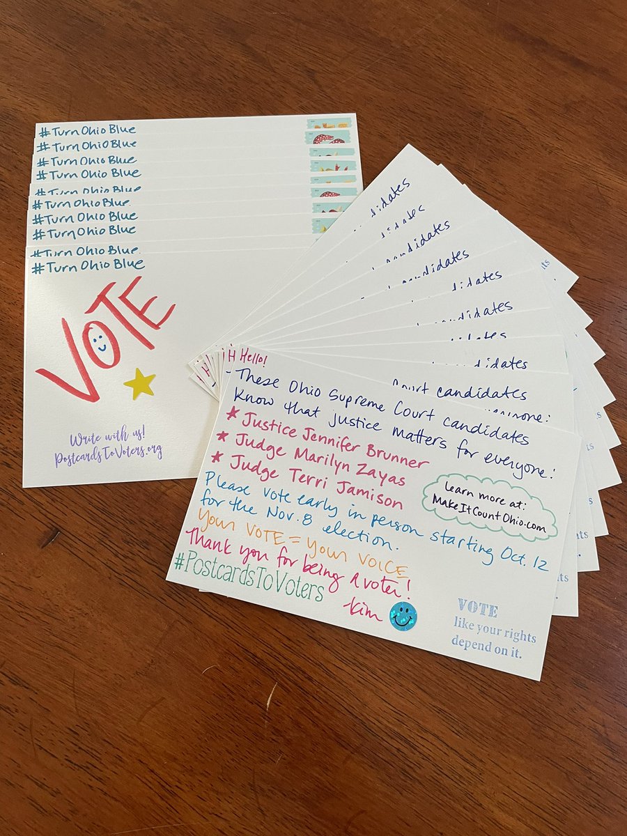 Personal goal: Write at least 20 #PostcardsToVoters a day until the midterms. #TurnOhioBlue