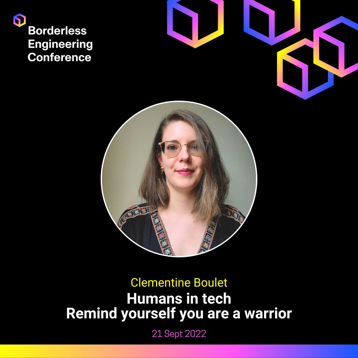 BorderlessEng's tweet photo. ๐ Coming up next we have Clementine Boulet, starting in 5 minutes.
Join the live streaming on Youtube: https://t.co/U4Diwl0Fuv
#BorderlessEngConf https://t.co/jKOfLjJss0