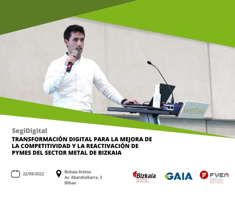 wetak_elearning's tweet photo. Mañana jueves estaremos presentes en la jornada #SegiDigital para fomentar la digitalización de las PYMES del sector del metal de Bizkaia.
Proyecto liderado por @ClusterGaia en colaboración con @fvem_es y el apoyo de @BizkaiaEmpresa.
🔗Más info: https://t.co/QF6xOqsr5O https://t.co/KTyrZwAAjg