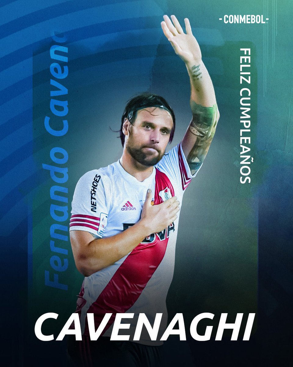 CONMEBOL's tweet photo. Hoy cumple años Fernando Cavenaghi, un delantero importante en la historia de @RiverPlate 🎂🇦🇷

⭐ Campeón de la  CONMEBOL @Libertadores 2️⃣0️⃣1️⃣5️⃣ 🏆

⭐ Campeón de la CONMEBOL @Sudamericana 2️⃣0️⃣1️⃣4️⃣ 🥇

¡Feliz cumpleaños, @Fercaveoficial!  🎉

#CreeEnGrande https://t.co/0eus1TXEP0