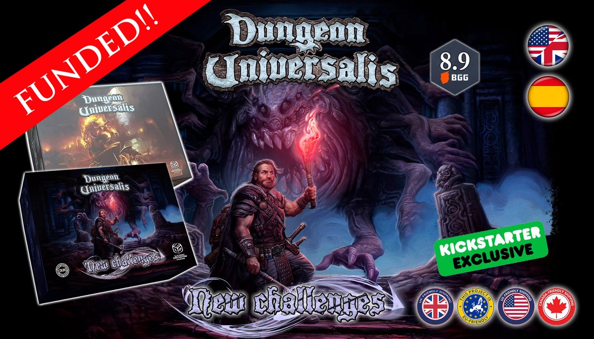 #DungeonUniversalis is back! Join us and get this exclusive game of Kickstarter:
kickstarter.com/projects/dunge…
DUN is an almost infinite dungeon crawler for true lovers of this genre. The closest to an RPG in a boardgame.
#dungeoncrawl #Kickstarter #boardgame #rpg