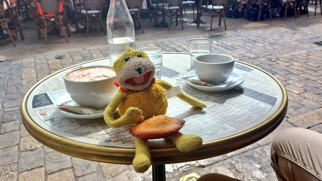 TheRealFlatEric's tweet photo. It's time for a coffee. With an authentic French Madeleine cake. Flat Eric just loves those sweet shell shaped little cakes! #hotooftheday #photography #holidayblog #aixenprovence #foodblog #delicacy #FoodForThought #Wednesdayvibe #roadtrip #vacation #provence #Sunbreak https://t.co/43ms0krgKC