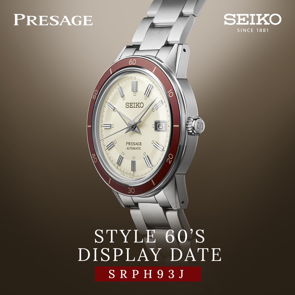 Seiko_Thailand's tweet photo. ไซโก Presage แรงบันดาลใจจากนาฬิกา Crown Chronograph สุดคลาสสิคจากยุค 60 ที่ได้รับการตกแต่งใหม่ให้ทันสมัย ขอบตัวเรือนสีโมฮอกกานีตัดกับหน้าปัดโทนสีครีมนวลสไตล์ Modern Vintage ผสมผสานกับหลัก��ั่วโมงและชุดเข็มนาฬิกาแบบย้อนยุค
#Seiko #SeikoThailand #Presage #Style60 #Crownchronograph https://t.co/rXA3c25JP6